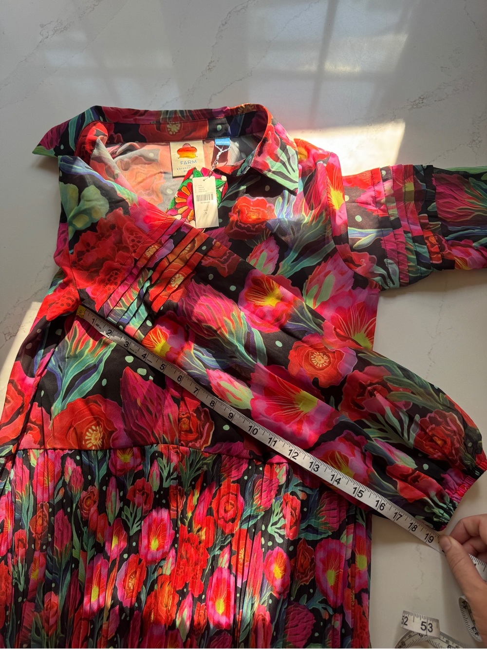 NWT Farm Rio x Anthropologie Pleated Drop-Waist Maxi Dress - Size S - Picture 16 of 16